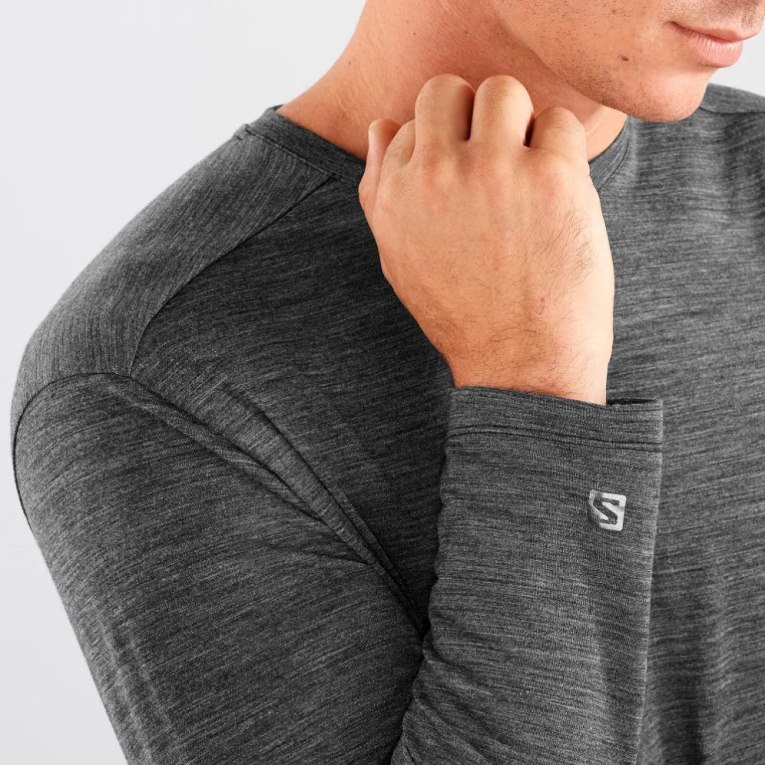 Camiseta Salomon Outlife Merino Blend Long Sleeve Hombre Negros | MX UKMR256